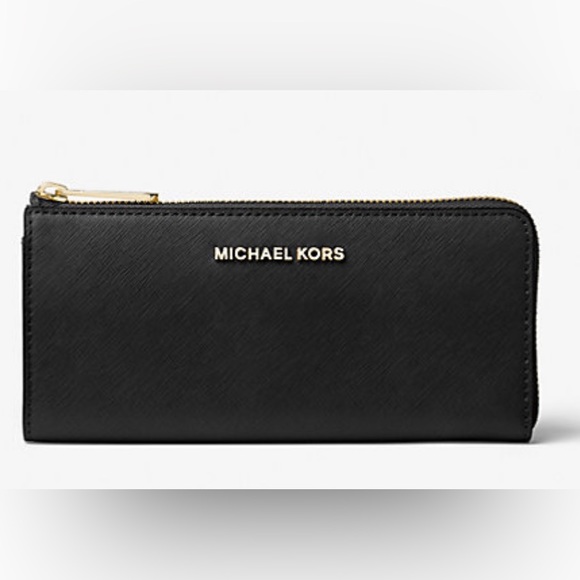 Michael Kors‎ Jet Set Travel Large Saffiano Leather Quarter-Zip Wallet - NWT - Picture 1 of 6